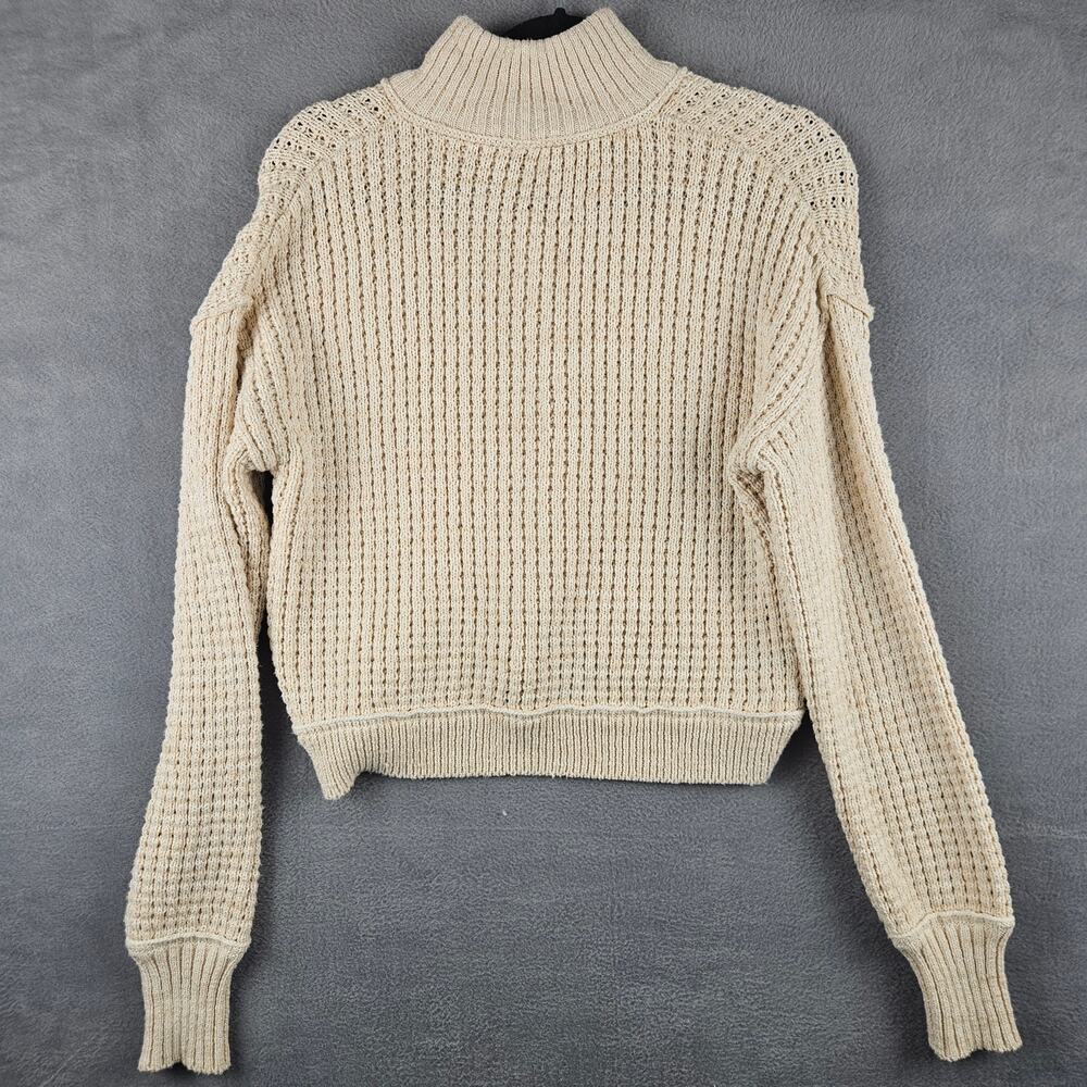 Free People Chunky Knit Cropped Cardigan Toggle Sweater Boho Cottagecore XS - Picture 2 of 7